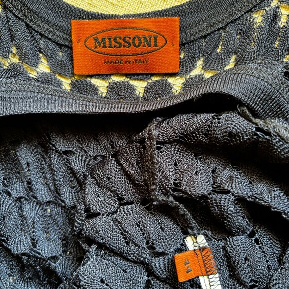 Missoni (orange label) Tank Top Shirt~Navy Blue Novelty Open Knit~44=US 8/M - Picture 5 of 5